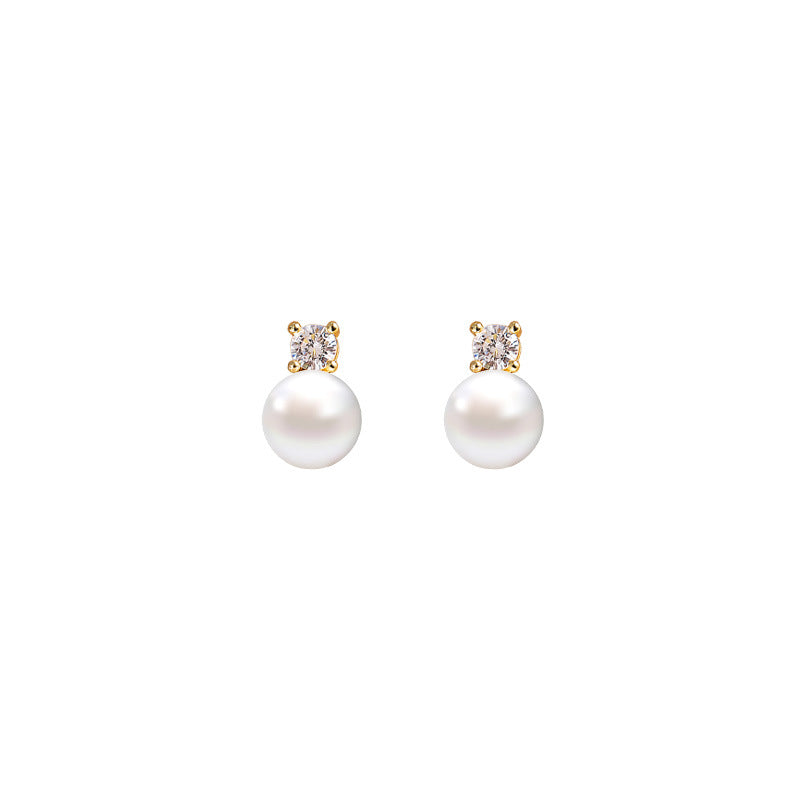 S925 sterling silver Flash Diamond Pearl Earrings