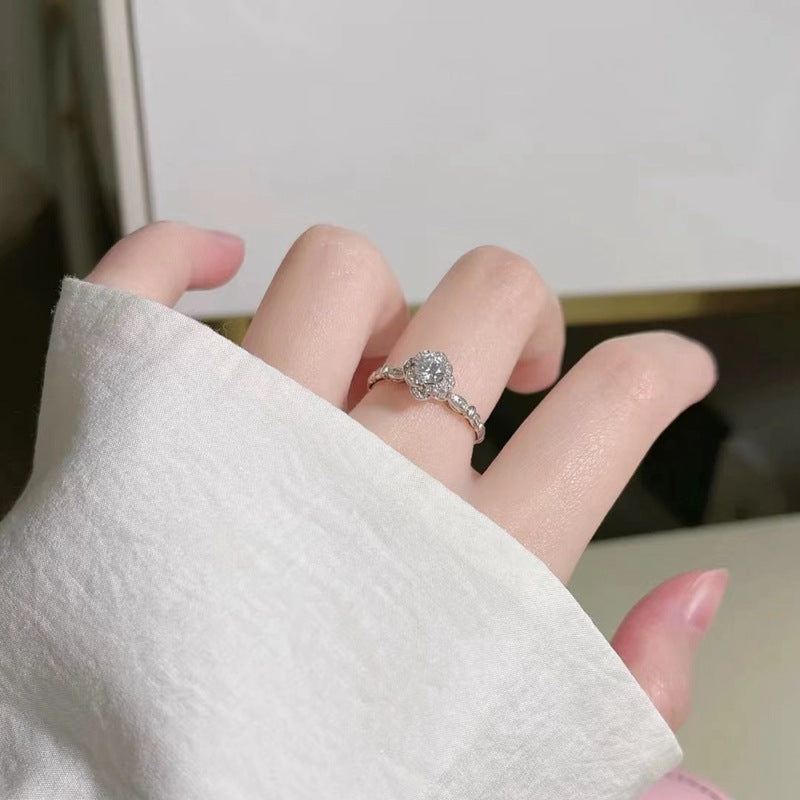 Mozambique Diamond Escaping Princess s925 Pure Silver 30 Cent Diamond Ring