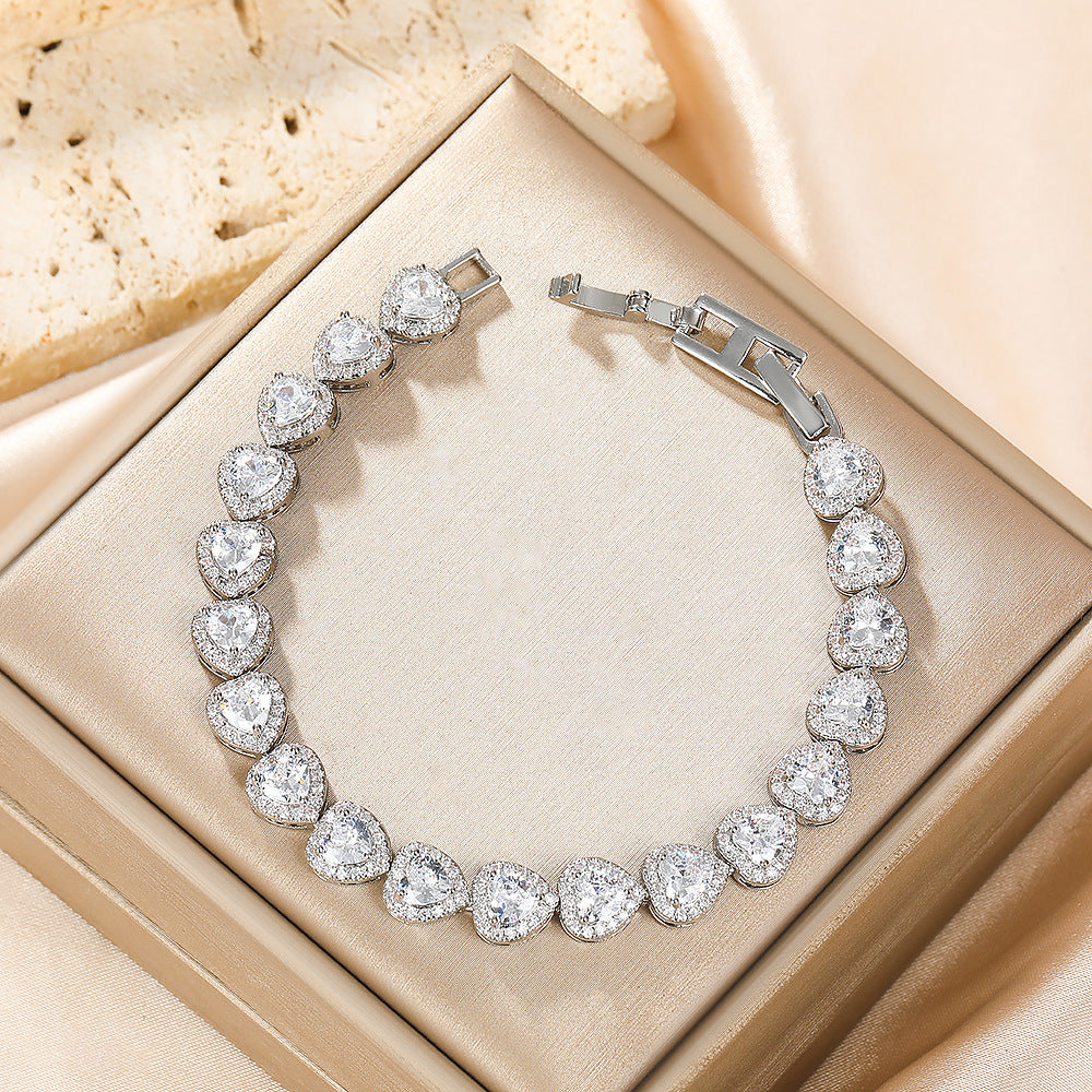 フルダイヤモンドジルコンチェーンブレスレット