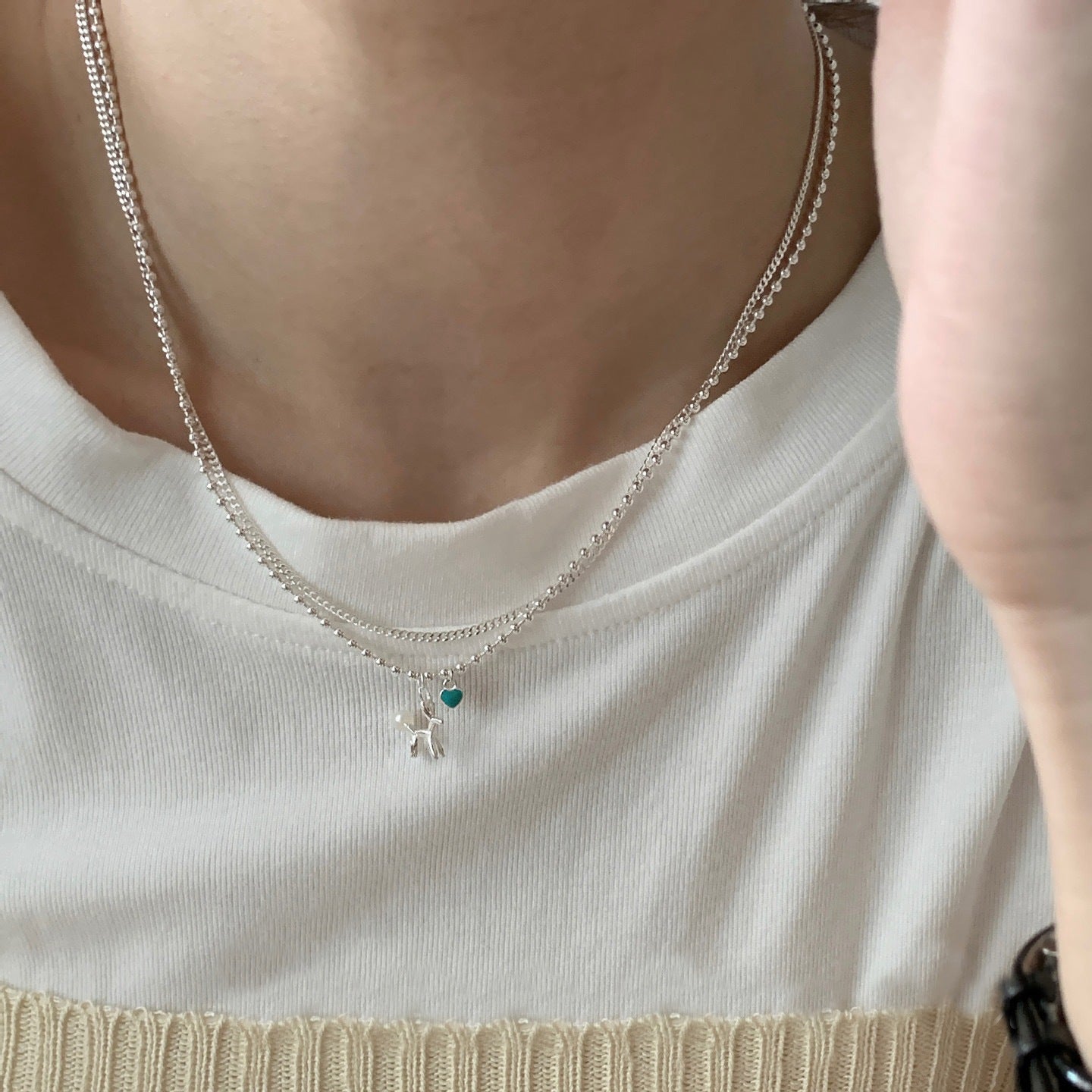 S925 Sterling Silver Double Layer Balloon Dog Necklace