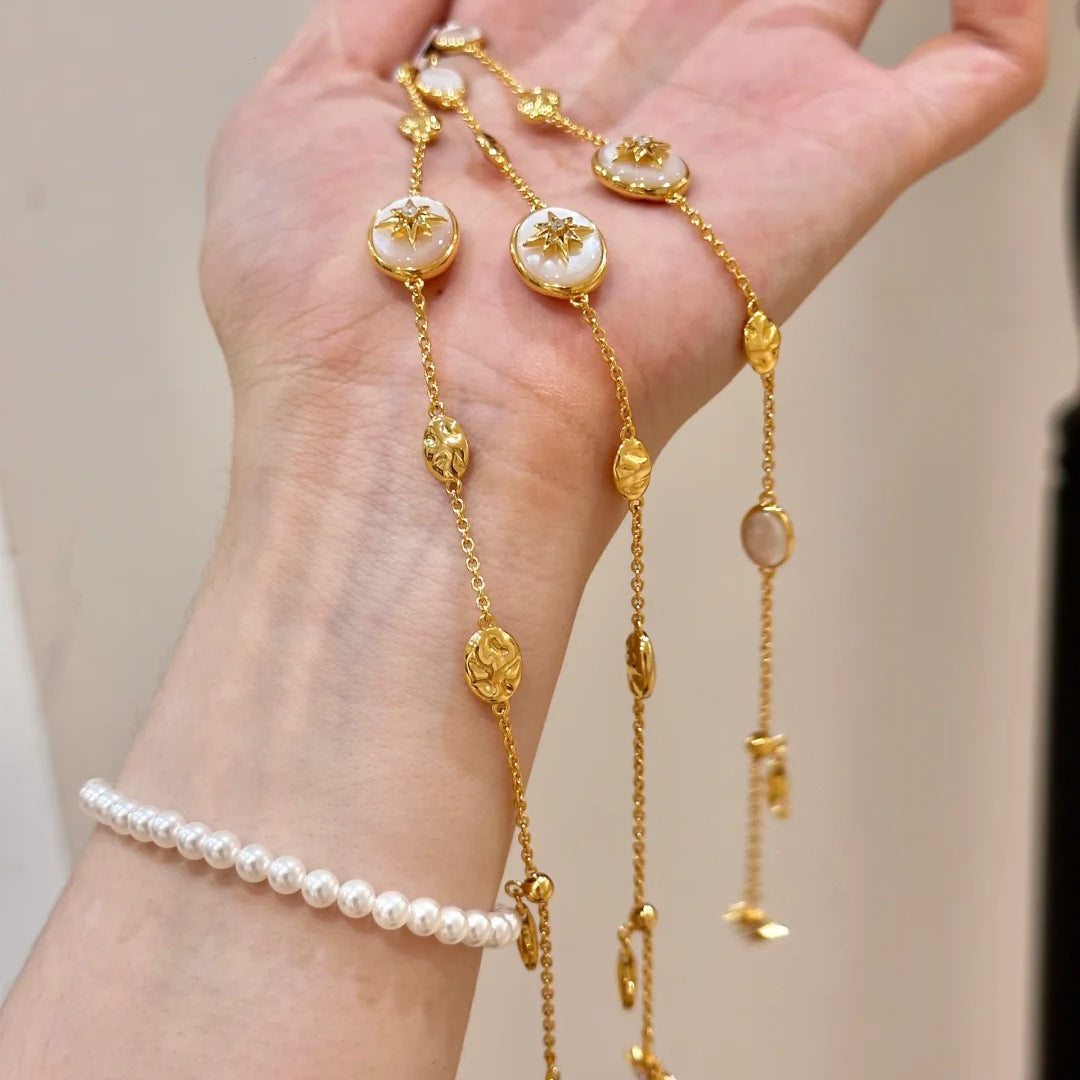 Natural Beimu star chart, shell star necklace, bracelet set