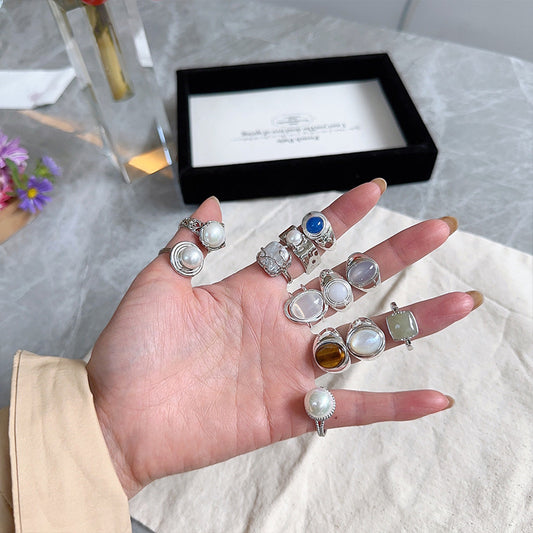 Ring Combination s925 sterling silver + gem series ring