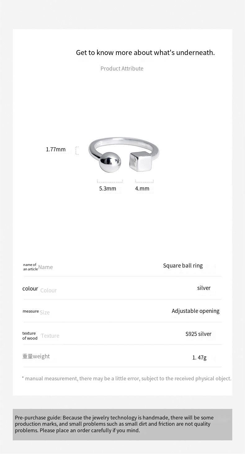 s925 Sterling Silver Geometric Square Ring