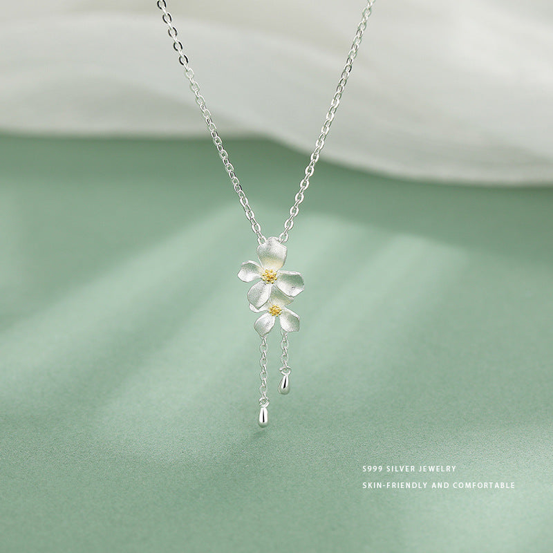 S999 foot silver elegant gardenia series set earrings ring necklace