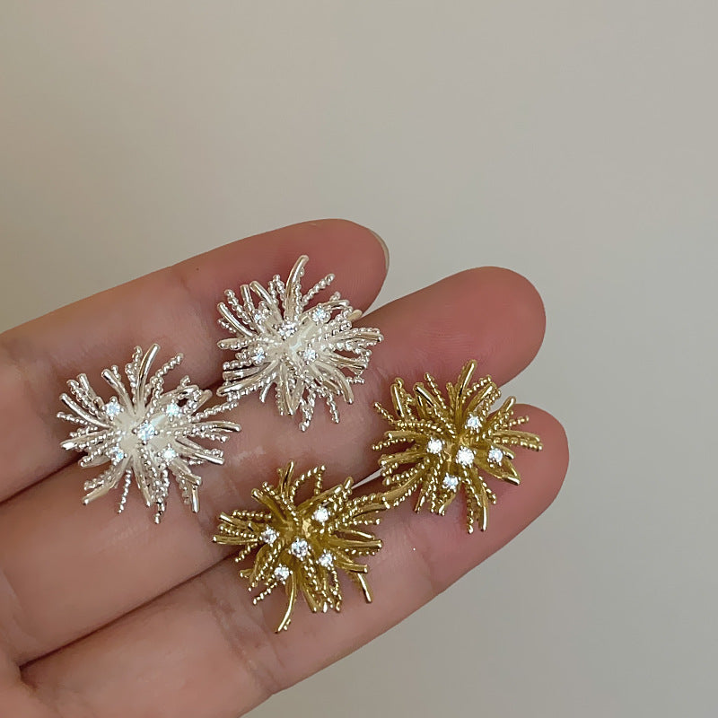 Zircon Metal Dandelion Earrings