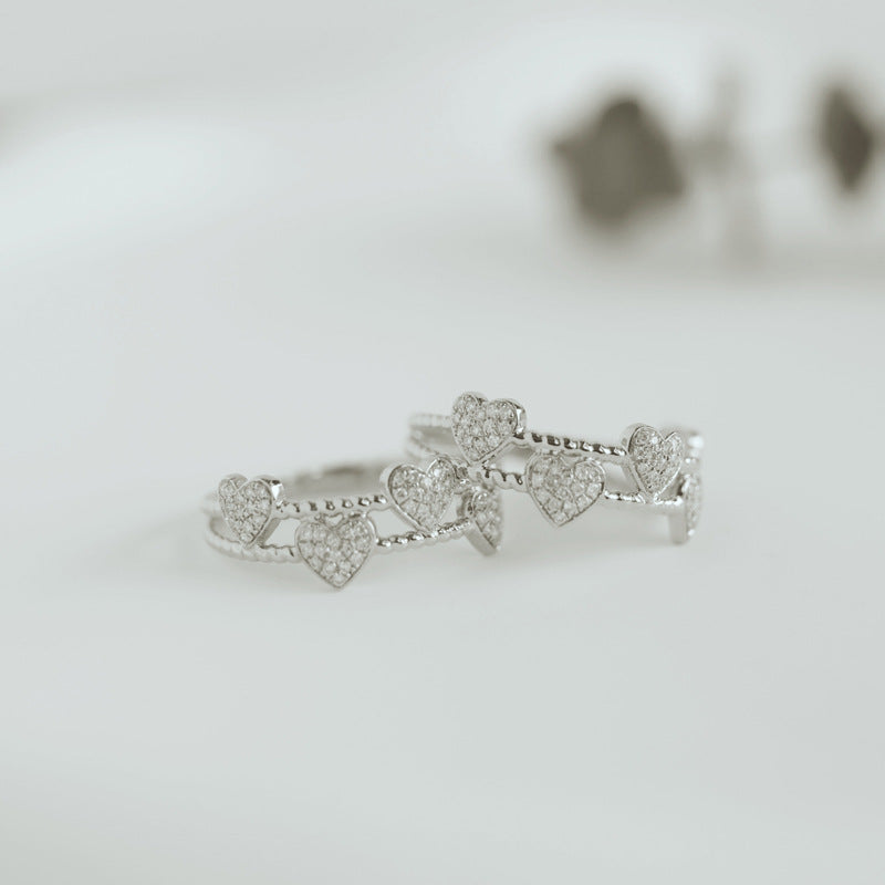 完璧なS925スターリングシルバーダブルリングラブリング