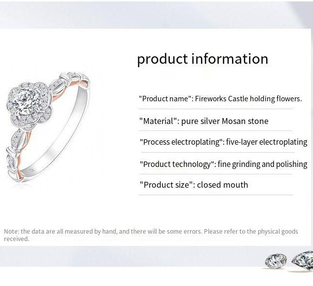 Mozambique Diamond Escaping Princess s925 Pure Silver 30 Cent Diamond Ring