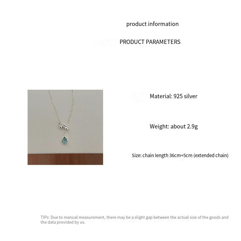 S925 sterling silver a drop of tears necklace blue drops of water