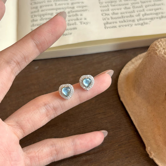 S925 Sterling Silver Natural Aquamarine Earrings