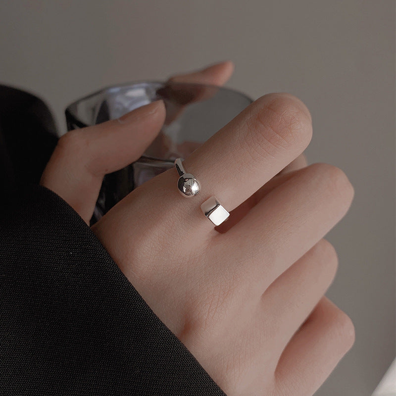 s925 Sterling Silver Geometric Square Ring