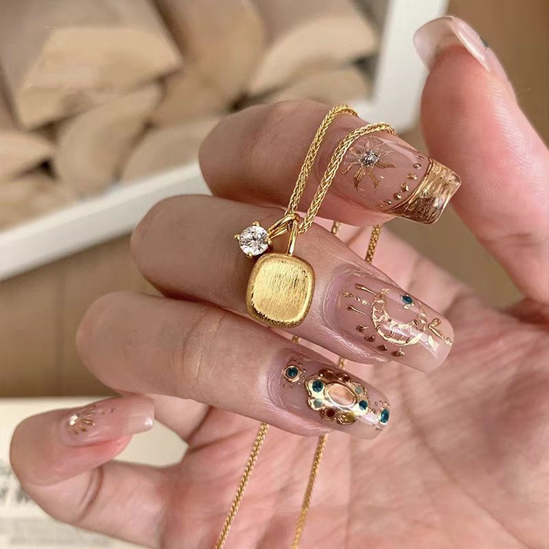 S925 Sterling Silver Brushed Sugar Cube Necklace