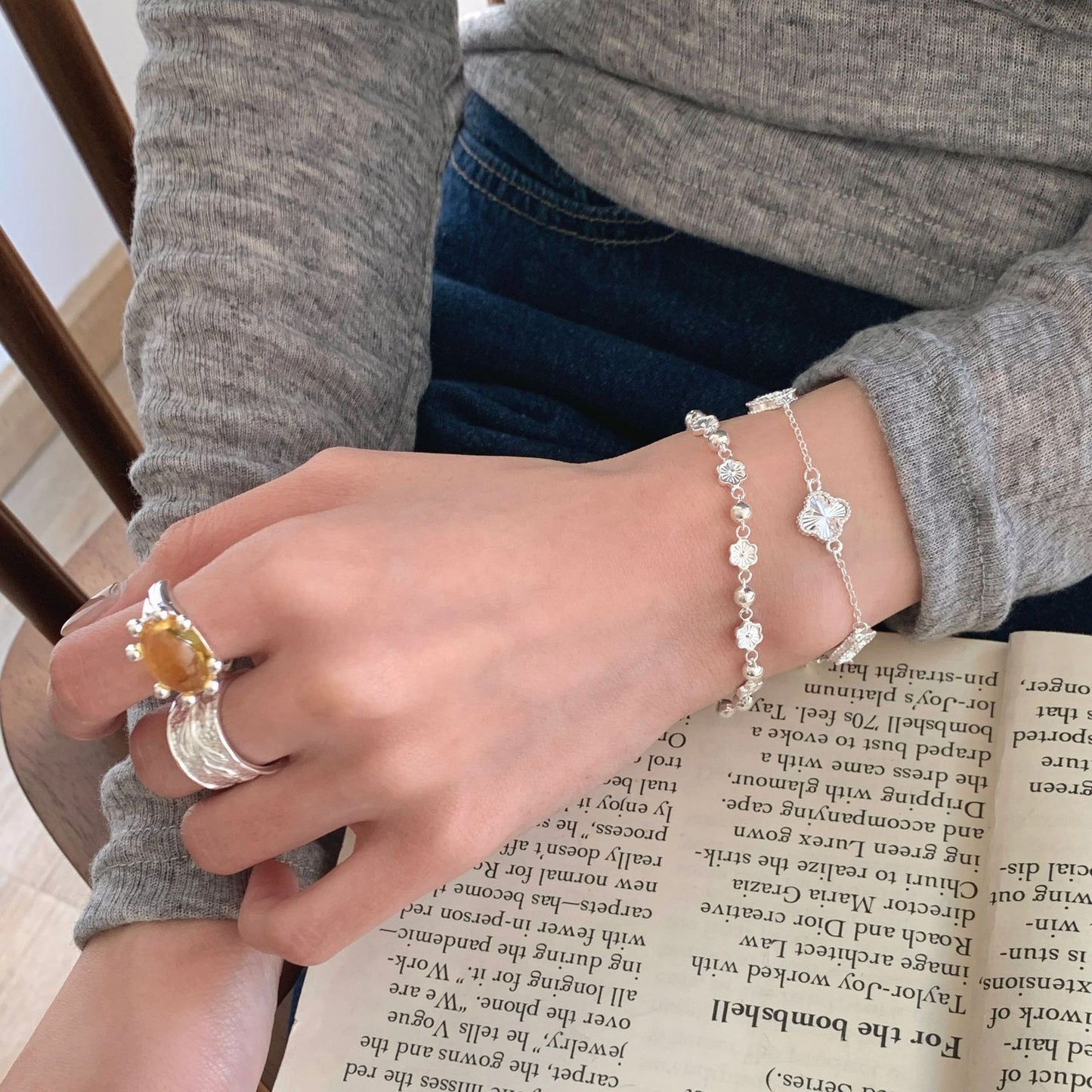 S925 Sterling Silver Laser Four-leaf Clover Bracelet