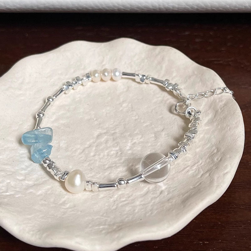s925 sterling silver aquamarine necklace bracelet