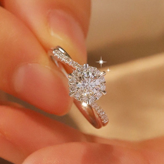 One carat Pure silver moissanite ring