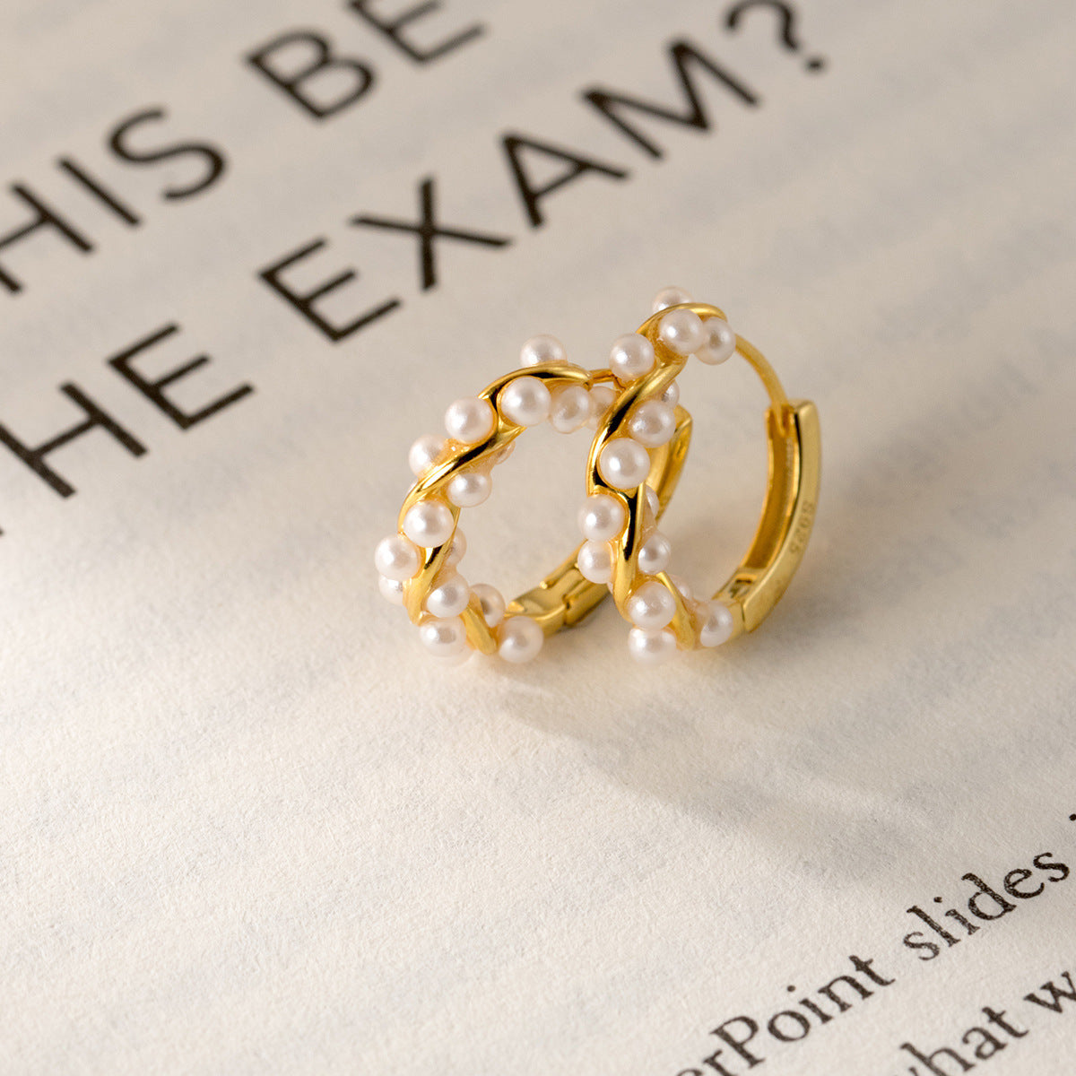 S925 pure silver twisted flower wreath bead earrings