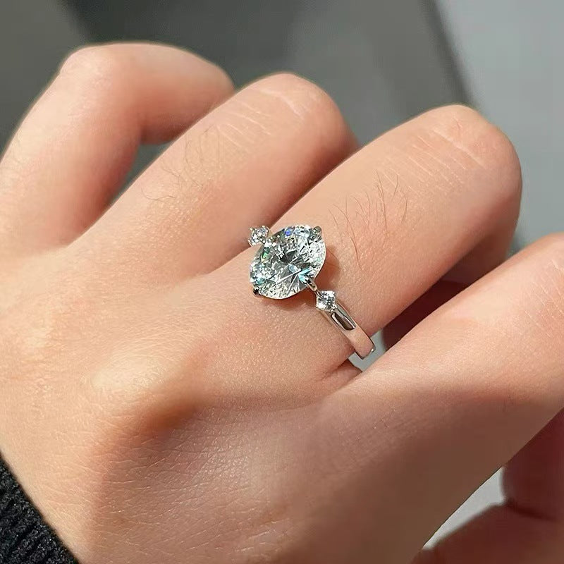 S925 Sterling Silver 2 karat Mosan Diamond Ring