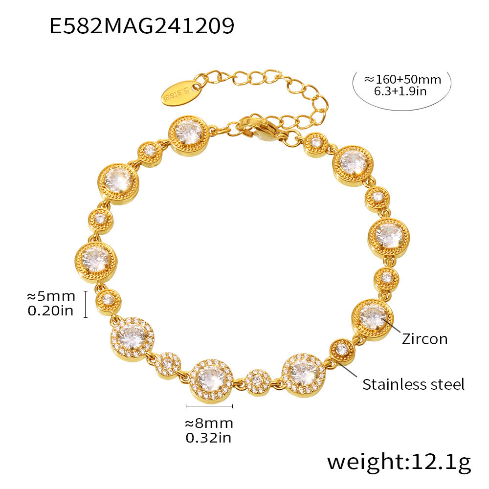 Stainless Steel Handmade Inlaid Super Flash Geometric Zircon Gestar Bracelet