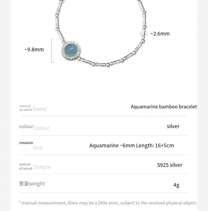 s925 sterling silver aquamarine necklace bracelet