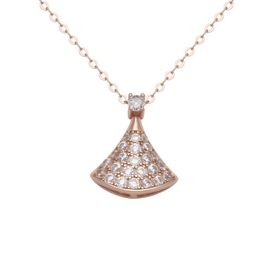 S925 sterling silver diamond-encrusted skirt necklace