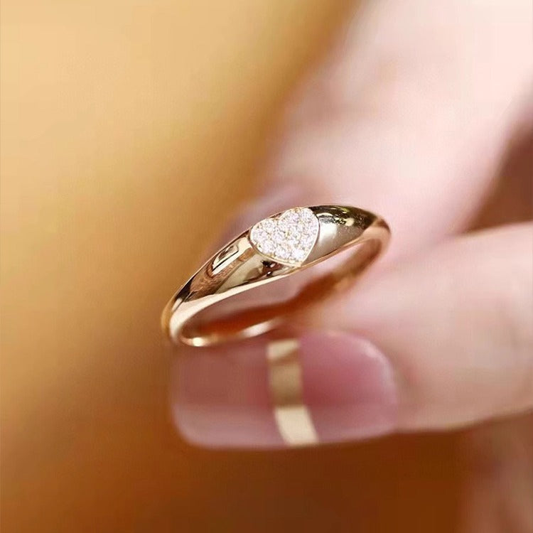 S925 pure silver heart ring