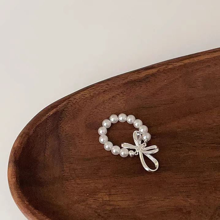S925 Sterling Silver Bow Pearl Bracelet necklace ring