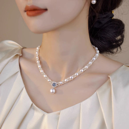 Freshwater Pearl Sea Blue Treasure S925 Necklace