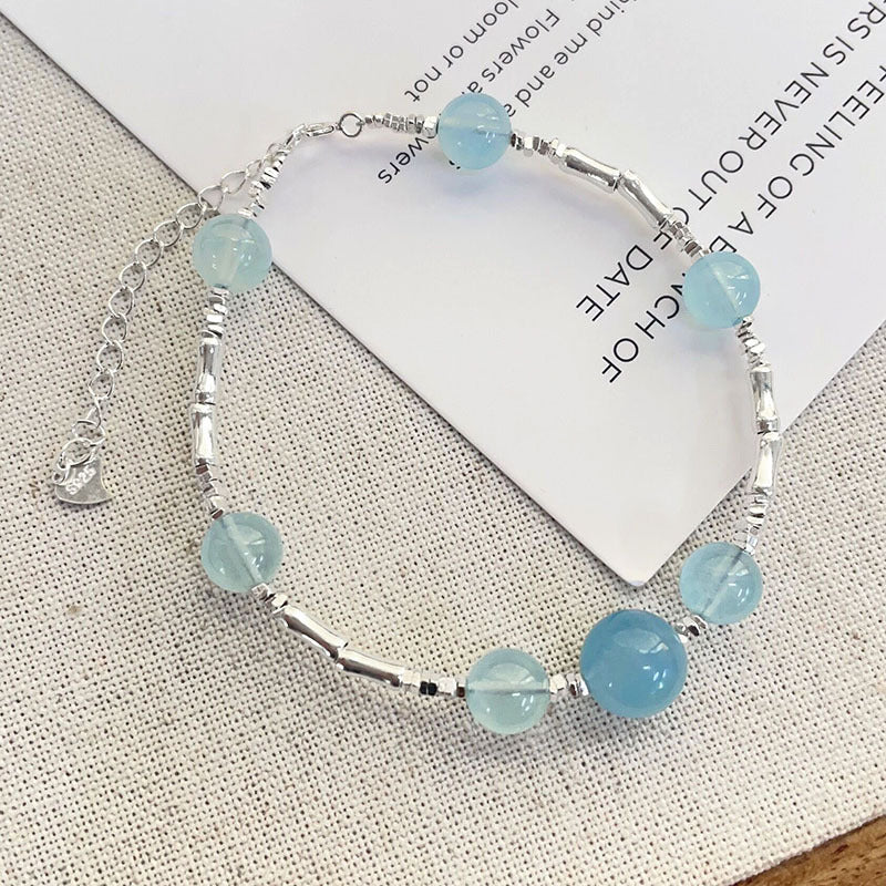s925 sterling silver aquamarine necklace bracelet