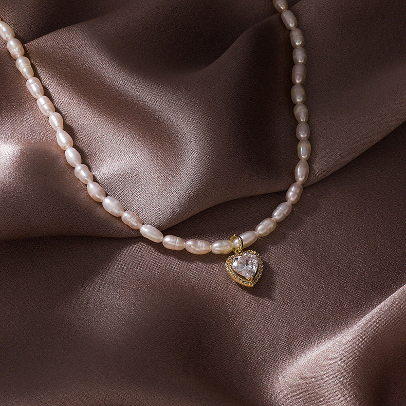 Water Drop Zircon Freshwater Pearl Necklace