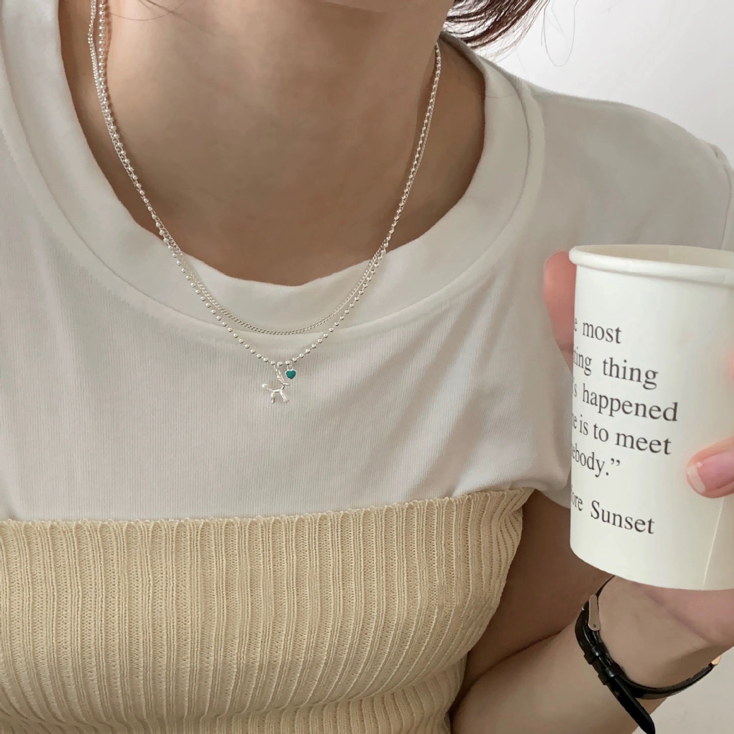 S925 Sterling Silver Double Layer Balloon Dog Necklace