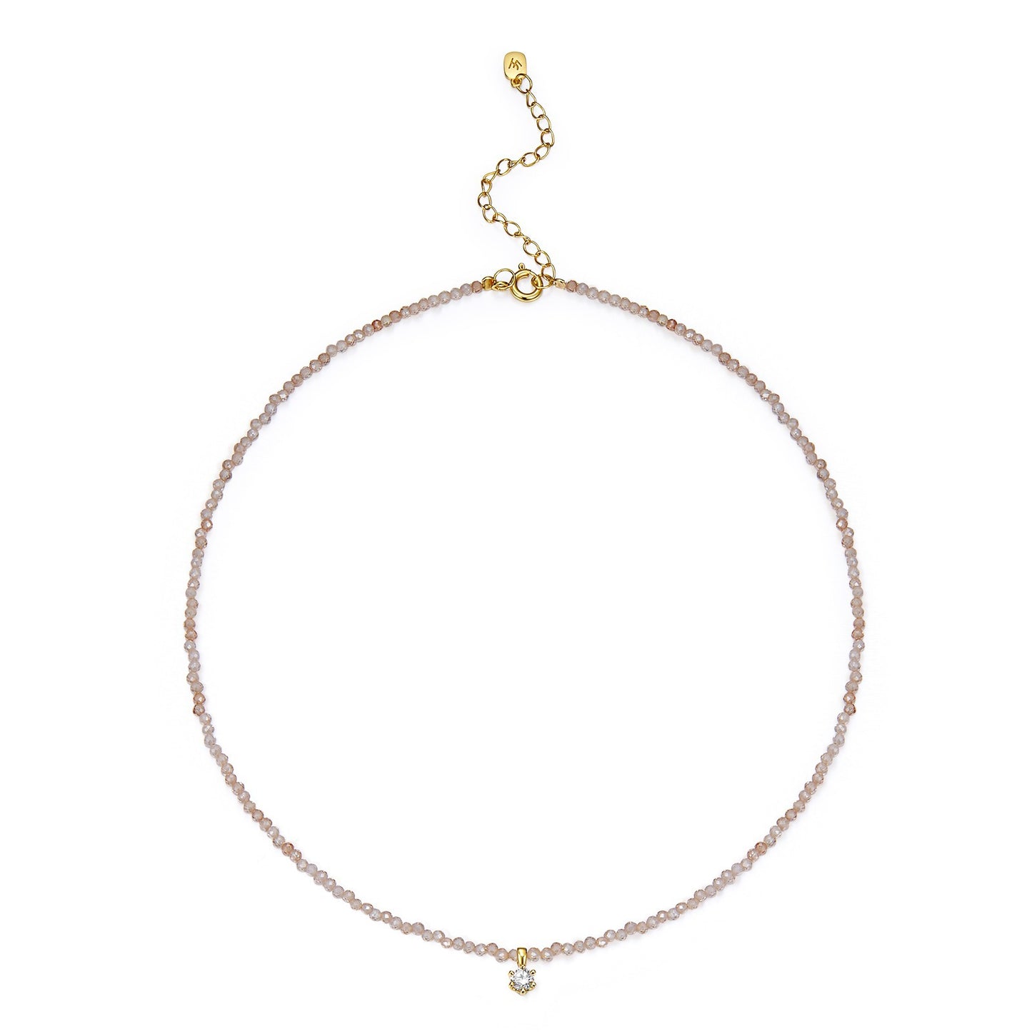 Champagne Crystal Zircon Moissanite Sterling Silver Necklace