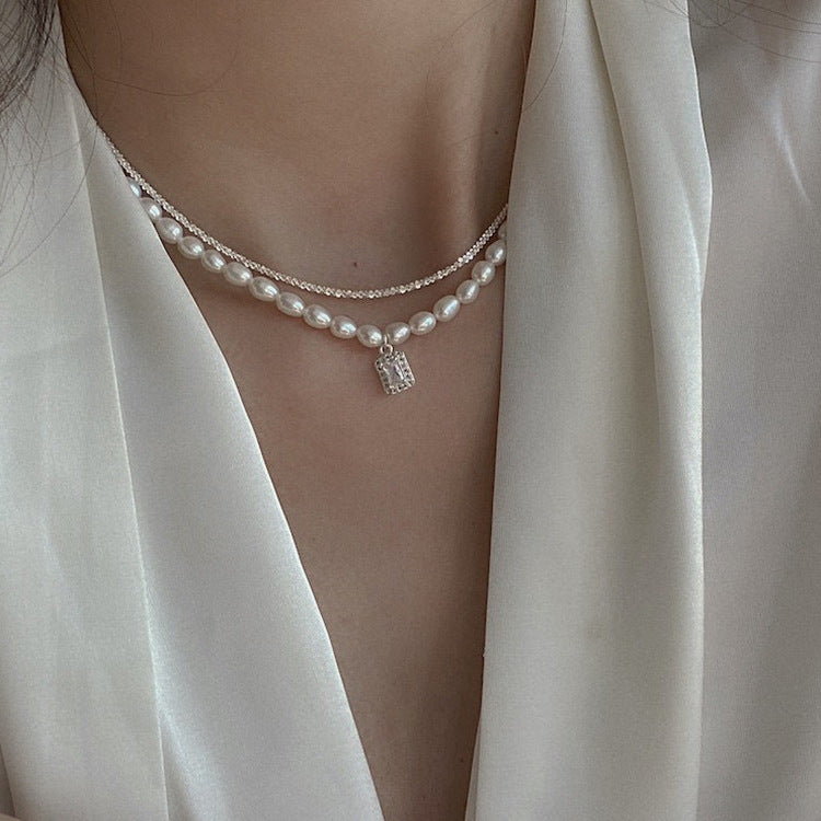 Water Drop Zircon Freshwater Pearl Necklace