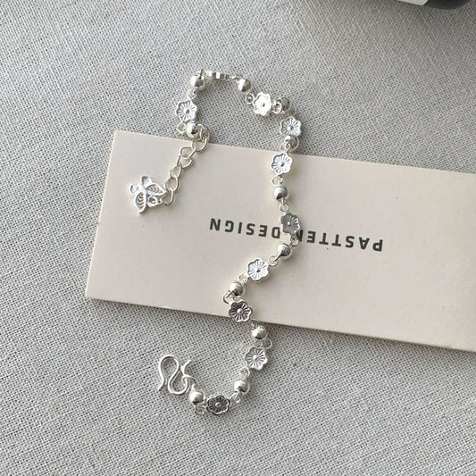 S925 Sterling Silver Peach Blossom Butterfly Bracelet
