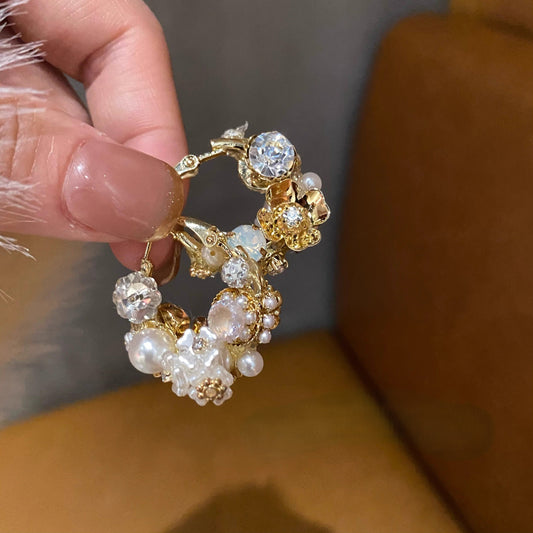 Flower wreath earrings