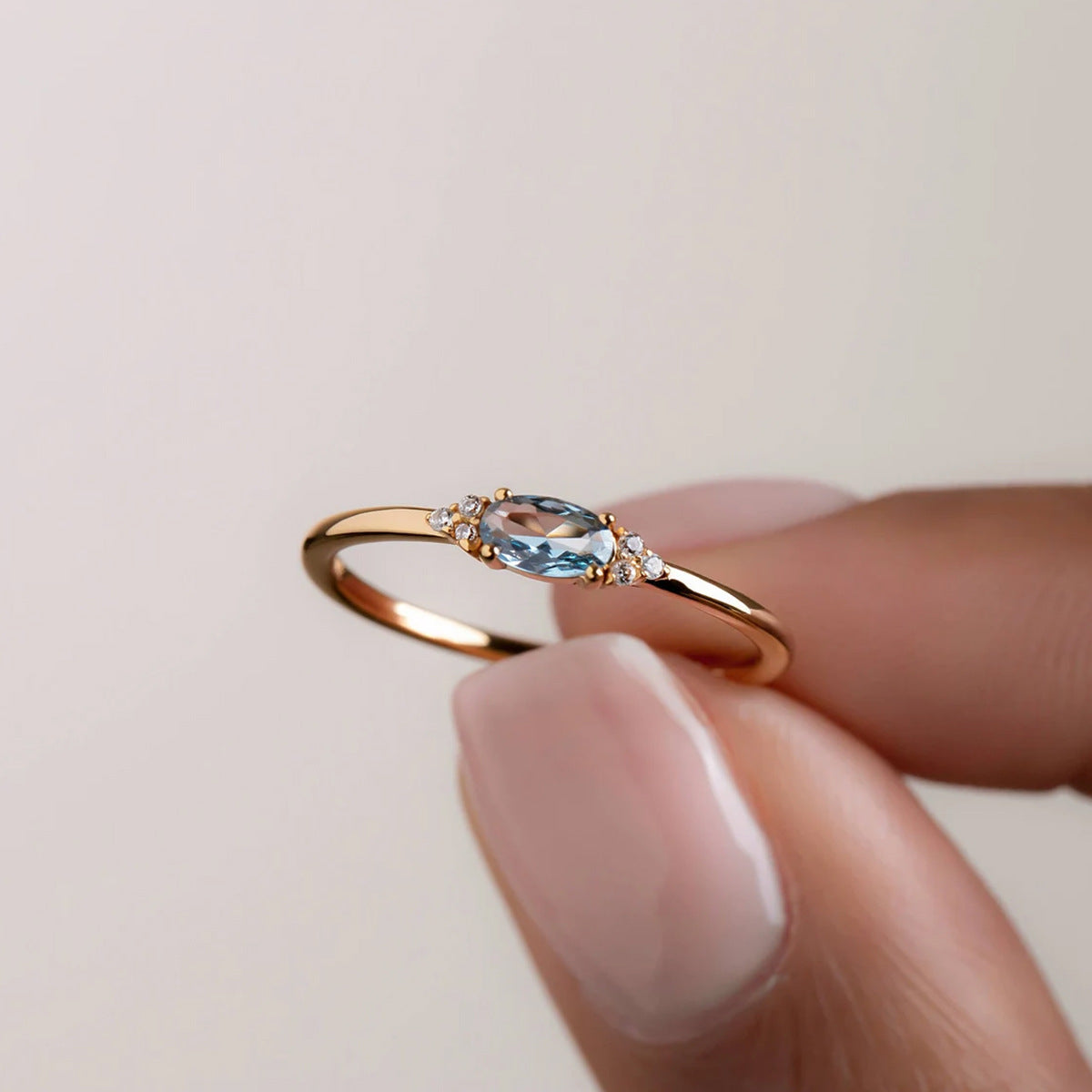 Full body s925 pure silver blue stone horse eye ring