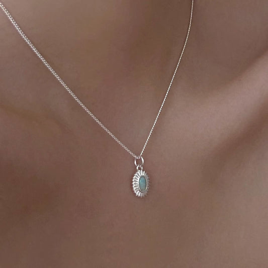 S925 sterling silver opal stone necklace