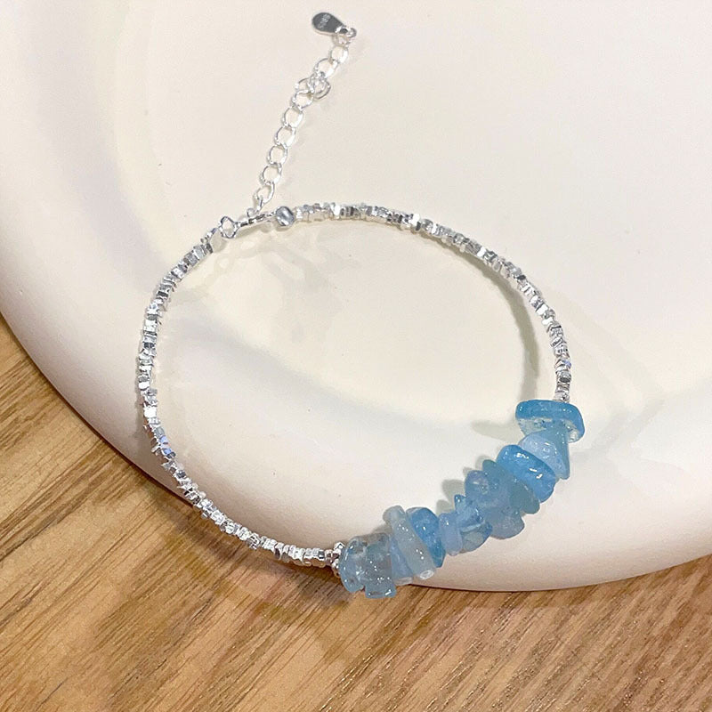 s925 sterling silver aquamarine necklace bracelet
