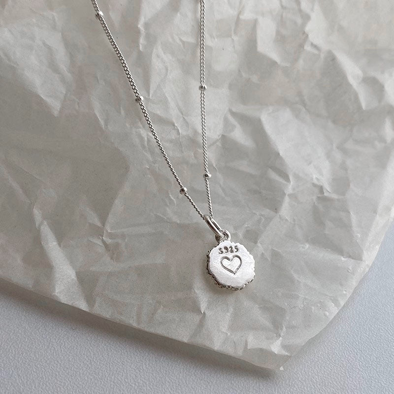 s925 sterling silver small round heart necklace