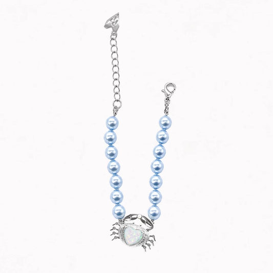 Opal Crab Blue Pearl Heart-Shaped Ocean Necklace Bracelet Stud Earrings