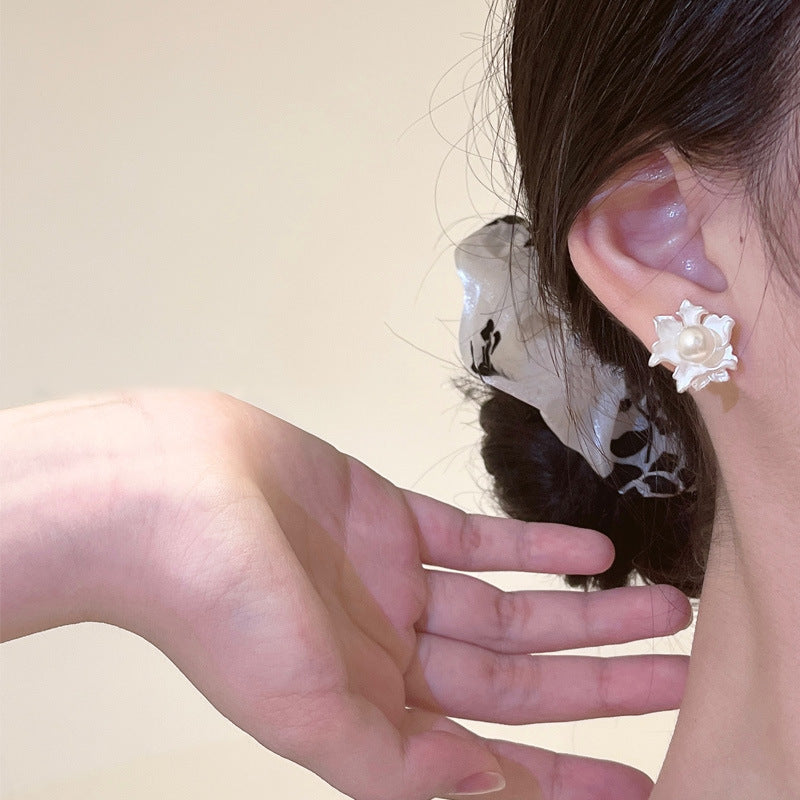 S925 Sterling Silver Pure White Jasmine Earrings