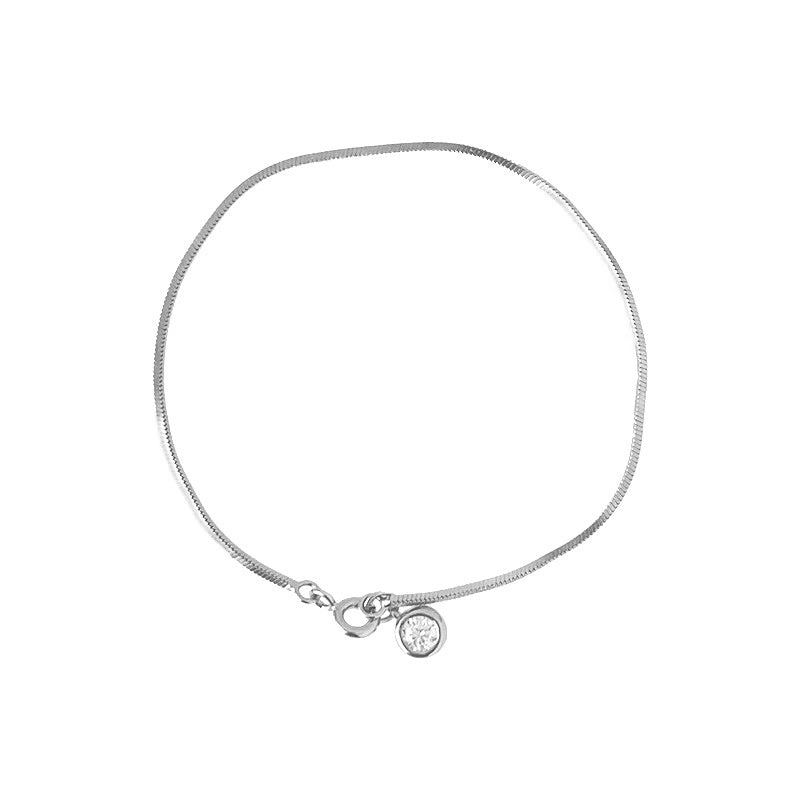 S925 Sterling Silver Bubble Small Round Diamond Snake Bone Bracelet