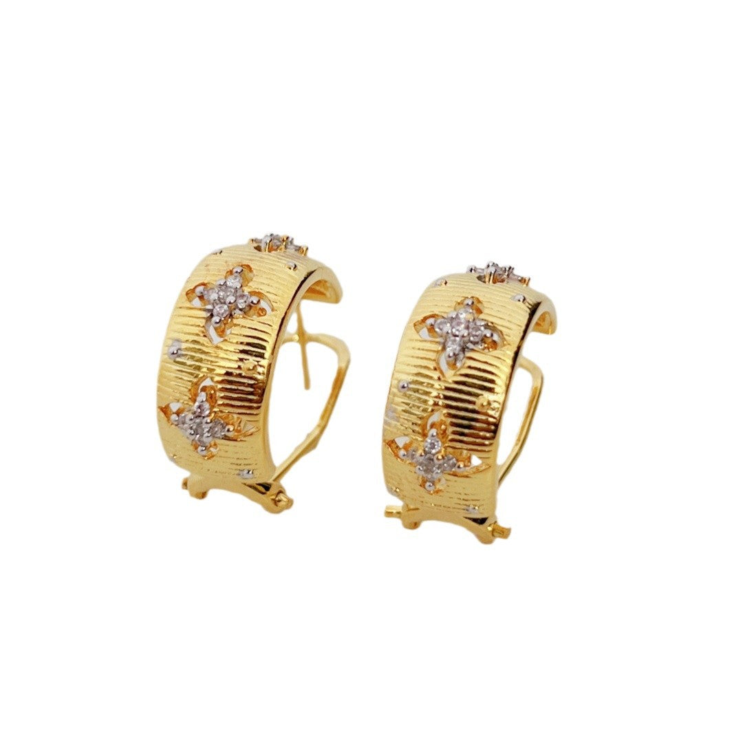 brushed four-leaf clover earrings