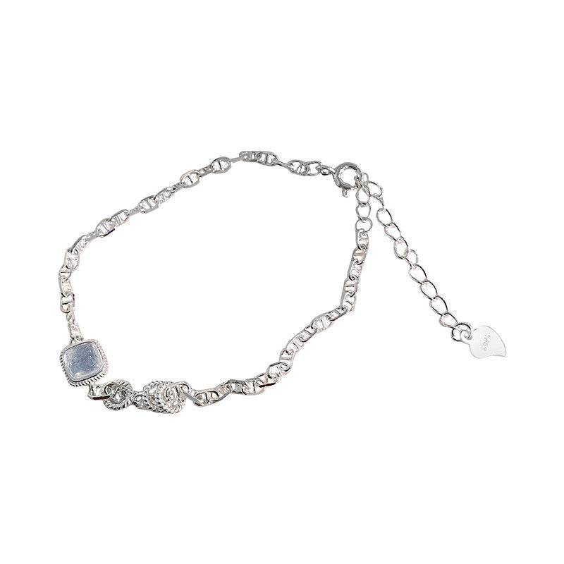 S925 sterling silver super beautiful square sea blue treasure bracelet