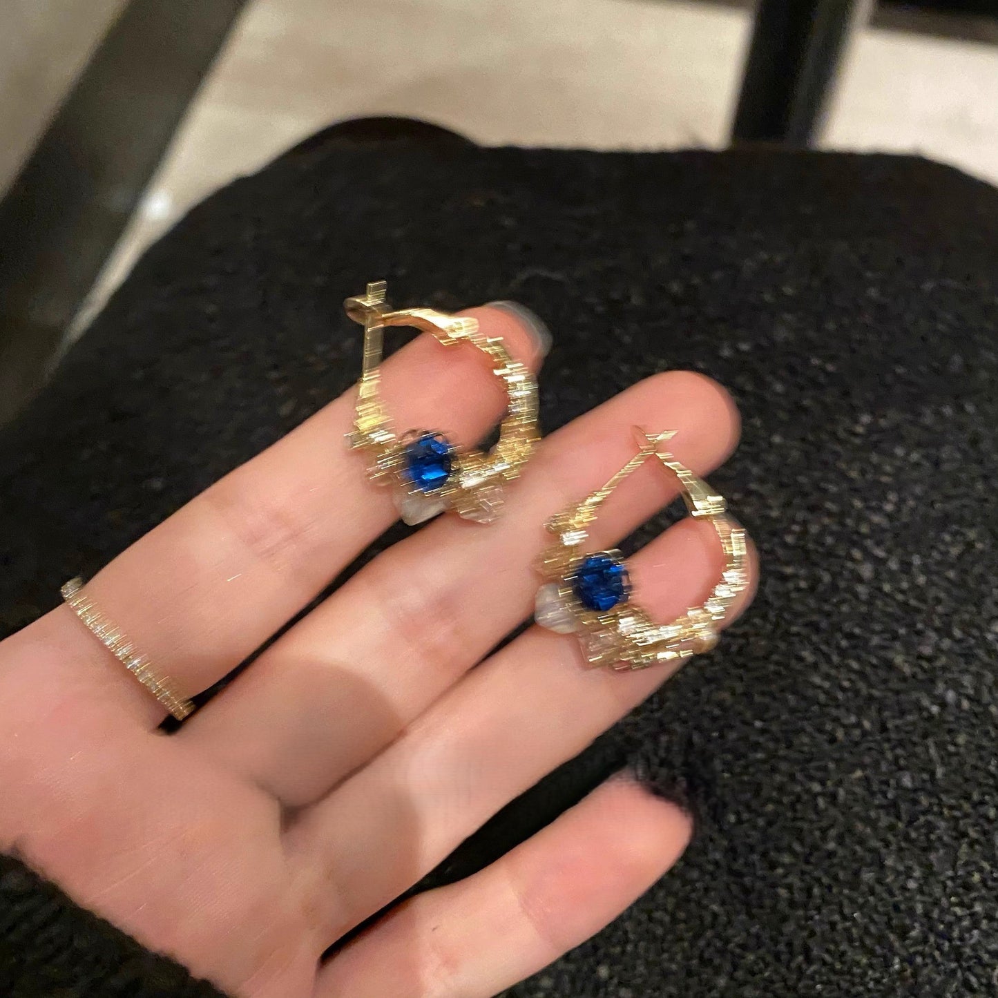 Blue zircon flower earrings