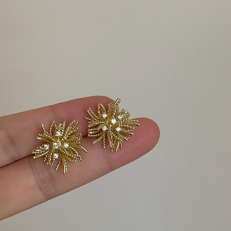 Zircon Metal Dandelion Earrings