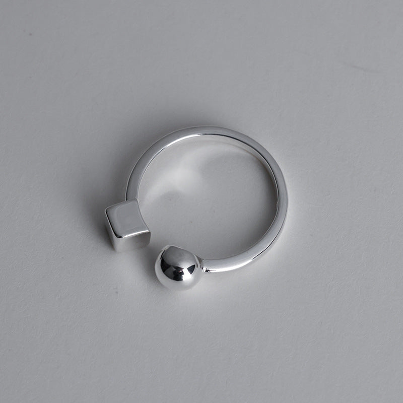 s925 Sterling Silver Geometric Square Ring
