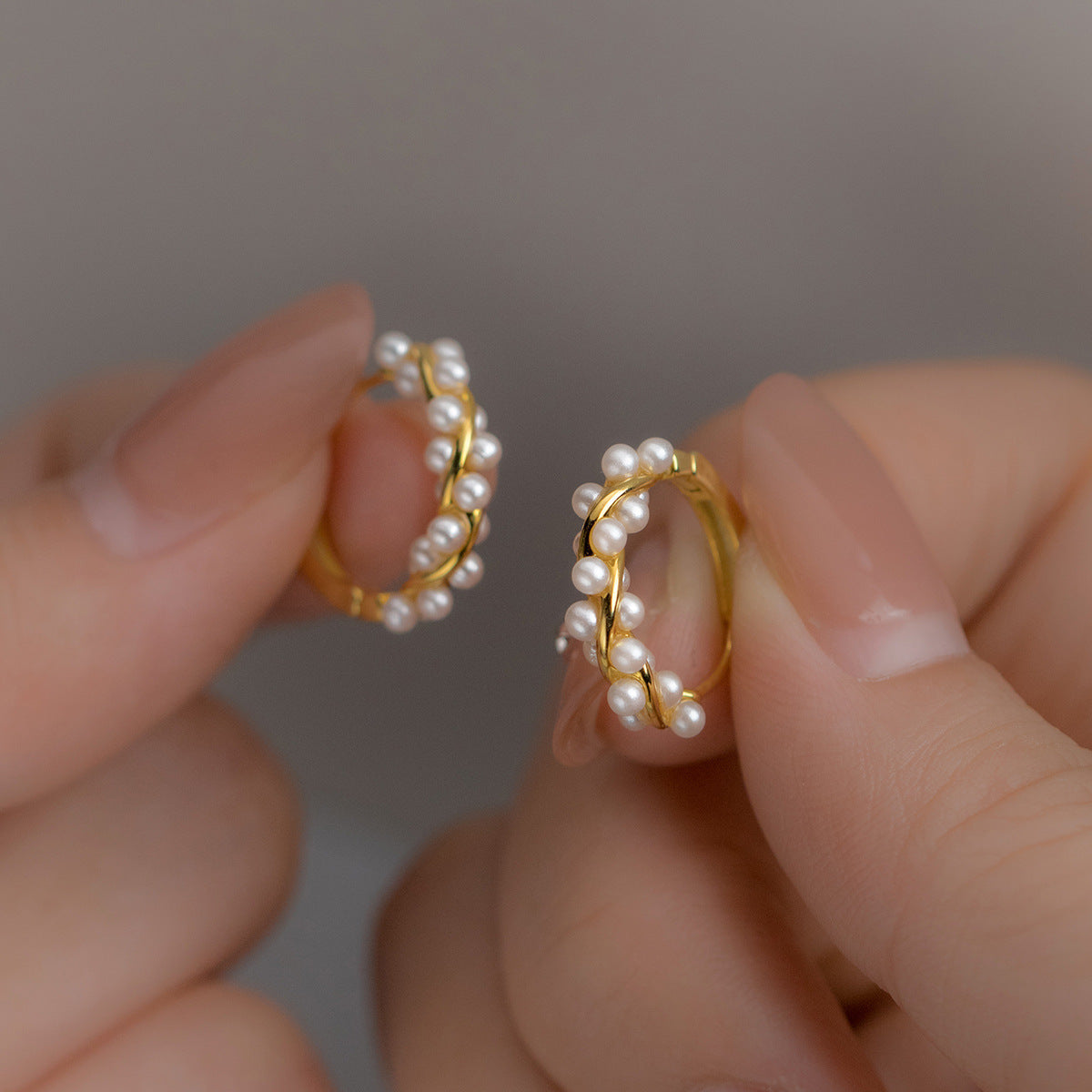 S925 pure silver twisted flower wreath bead earrings