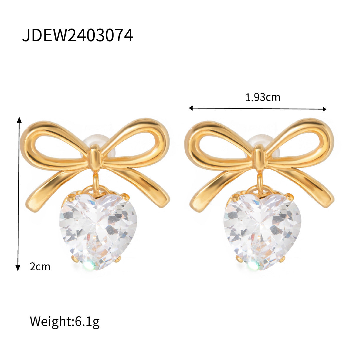 Stainless Steel Bow Necklace Zircon Earrings Titanium Steel Ring