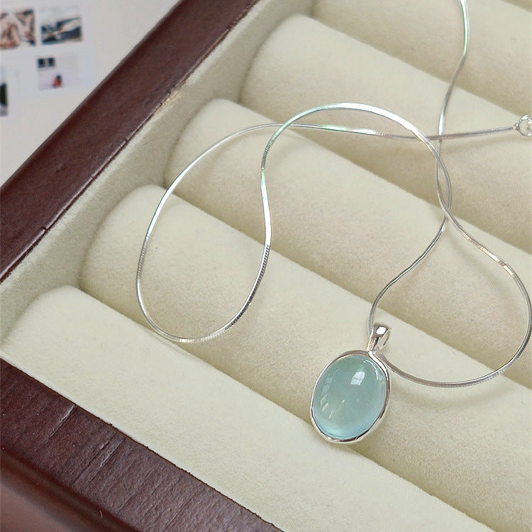 s925 sterling silver aquamarine necklace bracelet
