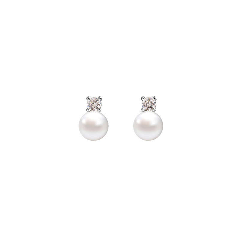 S925 sterling silver Flash Diamond Pearl Earrings