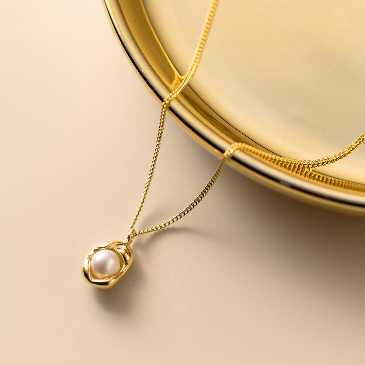 S925 sterling silver irregular shell pearl pea necklace